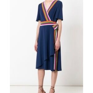 Tory Burch Peggy Colorblock Full Wrap Dress Midi Size 4